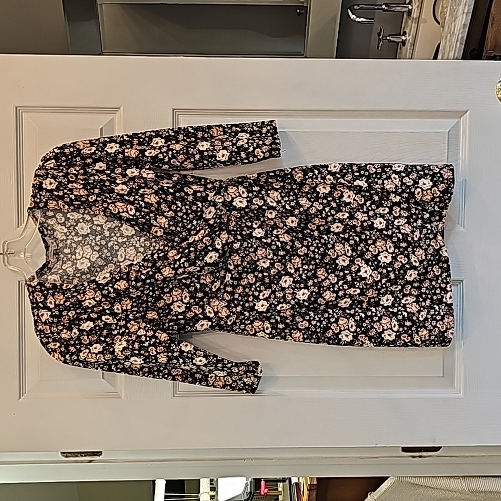 Ultra Flirt black tan flowers stretchy dress